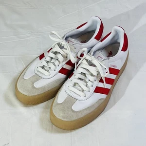 Adidas Samba Shoes Mens Size 9.5 White Red Gum Classic Soccer Leather Sneakers - Picture 1 of 5