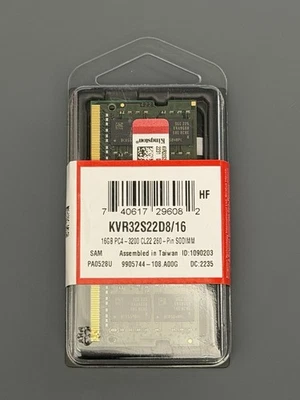 Kingston 16GB DDR4 3200MHz PC4-25600 2Rx8 SODIMM Laptop Memory RAM KVR32S22D8/16 - Image 1 of 4