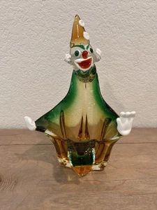 Rare vintage Murano Art Glass Clown Ashtray Dish-Hand Blown Venetian Italy - Picture 1 of 15