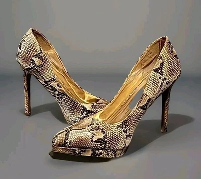 Report Tashi Stilettos Platform Snakeskin Womens Size 10M Pointed Toe  Foto 1 de 4