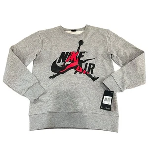 Nike Air Jordan Boys Youth Large 12-13 Pullover Shirt Crewneck Grey Basketball - Picture 1 of 9