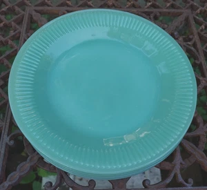 Lotto 5 piatti insalata vintage giadeite verde Jane Ray a coste 7 3/4" Fire King forno merce - Foto 1 di 13