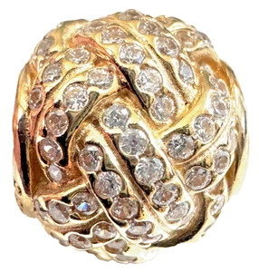 NEW💕 PANDORA Bead Sparkling Love Knot 14k Gold Charm 750991CZ - Picture 1 of 9