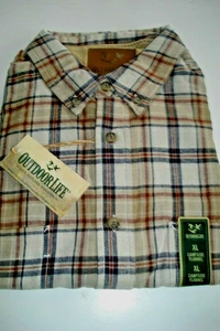 Camicia uomo flanella grande e alta a quadri taglia XLT vita outdoor marrone nuova - Foto 1 di 2