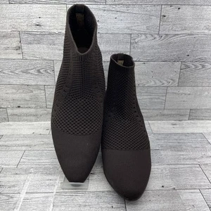 Eileen Fisher Honey Brown Stretch Knit Bootie Block Heel Women Size 6.5 - Picture 1 of 10