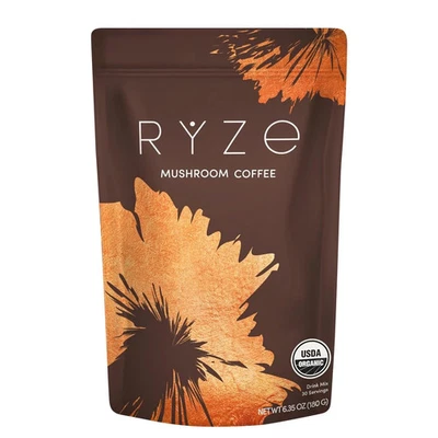RYZE Mushroom Coffee Organic Coffee 30 Servings in one Pack - No odor