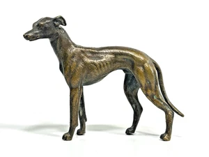 Wunderschöner alter Bronze Whippet / Windhund kleiner Hund Skulptur Figur - Bild 1 von 5