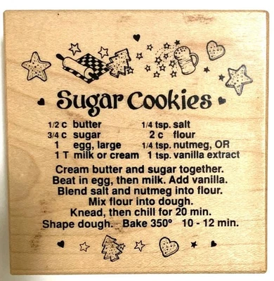 Receta de galletas de azúcar sello de goma montaje en madera Navidad PSX diseños 3x3" vacaciones Foto 1 de 3