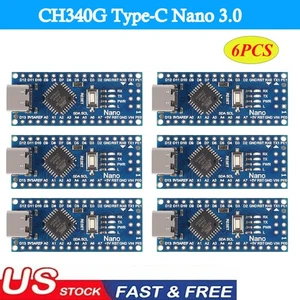 6 PIEZAS ATmega328P CH340G Tipo-C Nano 3.0 Módulo 5V 16M Microcontrolador Nuevo - Imagen 1 de 8