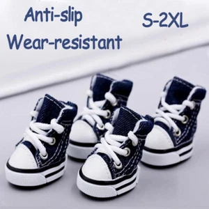 Haustier Hund Denim Canvas rutschfeste Schuhe atmungsaktiv lässig süß Stiefel für kleine Welpen + - Bild 1 von 14