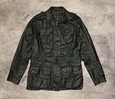 Barbour International Womens Black Tartan Duralinen Motorcycle Jacket Size 12UK - Image 1 of 4