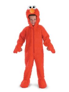 Sesame Street Toddler Boys Plush Red Elmo Costume Faux Fur Hooded Jumpsuit 2T