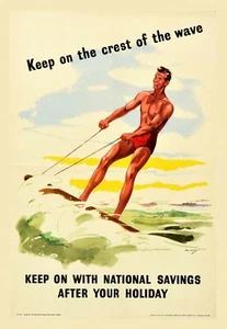 Retro Wave Surfing National Savings Wall Art Travel Poster OR Canvas Size A4-A1 - Picture 1 of 3