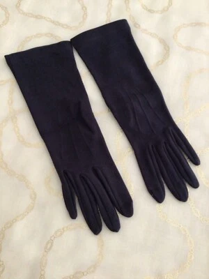 Elegantes Guantes de Día Vintage INGLÉS Alta Calidad Algodón Puro Azul Marino Profundo Talla 7 Foto 1 de 4