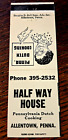 Vintage Streichholzbuch: Half Way House, Allentown, PA Pennsylvania niederländische Küche