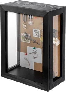 Caja de sombra de madera negra montada en la pared de 11 x 15 pulgadas, paneles de visualización de acrílico transparente - Imagen 1 de 7
