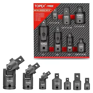 TOPEX 7-Piece Socket Adaptor Set 1/4" 3/8" & 1/2" Universal Joint Socket Adaptor - Picture 1 of 12