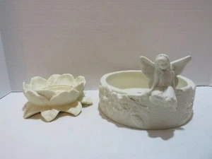VTG PARTYLITE CANDLE HOLDERS FLOWER AND FAIRY/ANGEL DESIGN - Afbeelding 1 van 13