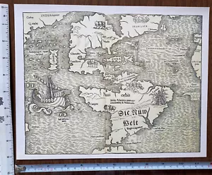 Historic Antique Old Vintage MAP 1500's 1540: The Americas: Earliest! Reprint - Picture 1 of 8