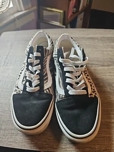 Vans bianco e nero stampa leopardata/zebra uomo 7 donna 8,5 - Foto 1 di 8