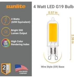 Sunlite LED G9 Light Bulb 4W 500 Lumens 5000K-Super White - Picture 1 of 8
