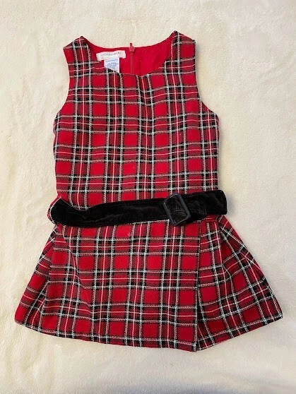 Vestido Wonder Kids Niñas 24 MESES Rojo Cuadros Negro CINTURÓN Foto 1 de 1