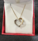 14K Gold Bridge Diamond Heart Necklace  1/2  CTTW 