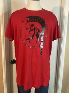 Diesel T-Shirt Mens Size L Red Black Only The Brave Short Sleeve Casual Cotton