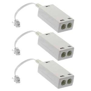 3x ADSL ADSL2 DSL Modem Telephone Phone Fax In-Line Splitter Filter Network RJ11 - Picture 1 of 3