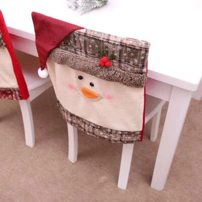 Christmas Dining Chair Back Cover Slipcover Santa Claus Snowman Reindeer Decor - Image 1 of 4