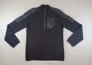 SmartWool Ski Ninja Half Zip Sweater Black Pullover Mens Size Medium - Picture 1 of 17