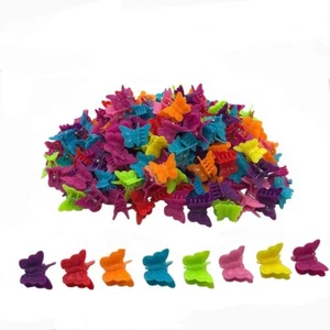 100 PCS Butterfly Hair Clips Assorted Color Mini Clip Accessories For Women Girl - Picture 1 of 7