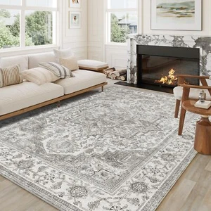 Area Rug Living Room Rugs 6x9 Grey Medallion Large Soft Indoor Washable Rug N... - Picture 1 of 6