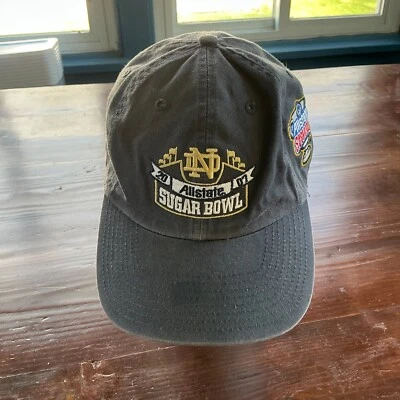 VTG Notre Dame Allstate Sugar Bowl Hat Gray NCAA Fighting Irish Adjustable Cap - Image 1 of 4