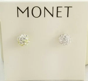 Monet White Fire Ball Pierced Earrings - Picture 1 of 3