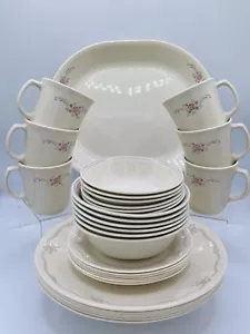 Corelle English Breakfast Dinner Set 31 Pc Serves 6 With Corning mugs - Picture 1 of 6