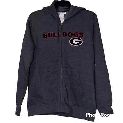 Georgia Bulldogs medium mens hooded jacket full zip pockets gray black red nwt - Image 1 of 4