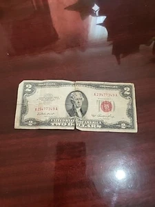 1958 Two Dollar Red Label Bill 1500.00 $ Neg. - Picture 1 of 2