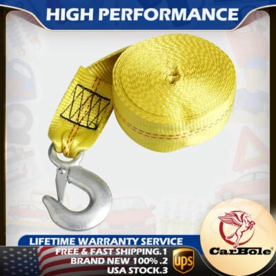 2" x20' Heavy Duty Tow Winch Boat Trailer Replacement Strap W/ Hook 10000 LB USA - Image 1 of 4