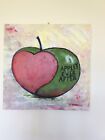 oil painting art canvas apple and heart handmade & unique 