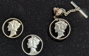 Lote de 3 tachuelas de diez centavos Mercury grabadas y otras plateadas 1939!!!!! - Imagen 1 de 5