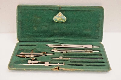 Vintage Faber-Castell Drafting Compass Set in Green Case Made in Germany Collect - Image 1 of 4