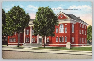 Linen Postcard County Courthouse Florence South Carolina - Picture 1 of 2