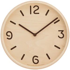 Lemnos wall clock analog natural color wood THOMSON natural LC10-26 NT - Picture 1 of 4