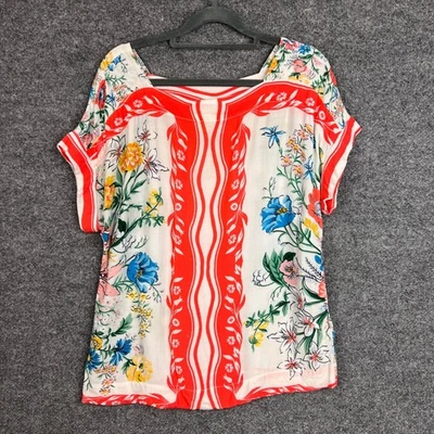 Maeve Anthropologie Floral Print Top Women's Small Red White Casual Blouse - Image 1 of 4