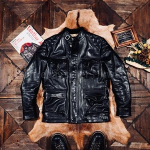 Heavy Vegetable Tanned Horsehide Classic M65 Men's Genuine Leather Safari Jacket - Picture 1 of 14