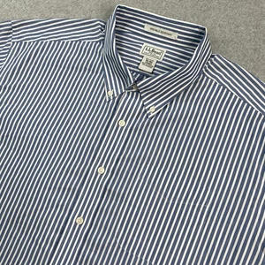 LL Bean Shirt Mens 2XL Stripe Button Down Cotton Pocket Wrinkle Resistant Casual - Picture 1 of 11