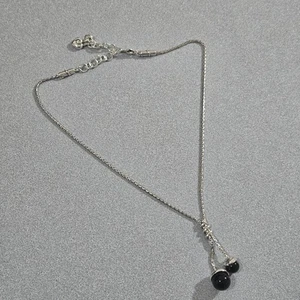 Authentic Brighton Black Cherry Silver Plate Vtg Onyx 18” Necklace - Picture 1 of 3