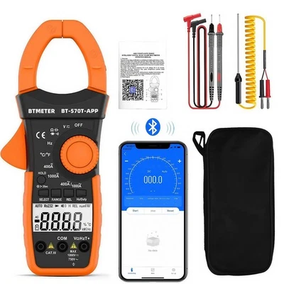 Zangenamperemeter AC/DC TRMS 400A Stromzange Multimeter 1000V CATⅢ Bluetooth APP - Bild 1 von 4