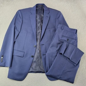 Calvin Klein Suit Mens 38S 32x28 Blue 100% Wool Two Button 2 Piece Notch Lapel - Picture 1 of 23